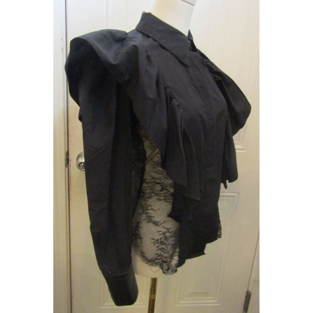 Chic Black Ruffled Blouse - Picture 5 of 10